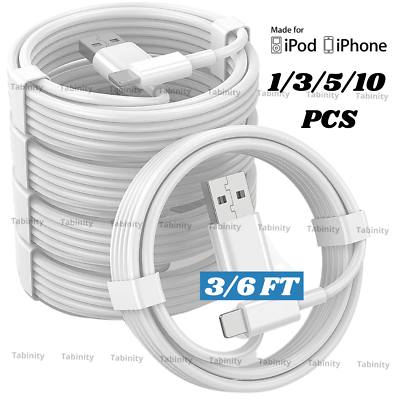 #ad USB Charger Wire Cord 3Ft 6Ft For iPhone 14 13 12 11 XR X 8 7 6 5 Plus Cable Lot