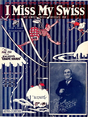 I Miss My Swiss from Balliieff#x27;s Chauve Souris 1925 Vintage Sheet Music
