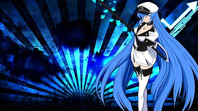 #ad Anime girls esdeath akame kill hat blue hair cleavage Playmat Game Mat Desk