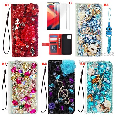 for Nokia Phone Cases Bling Sparkly Wallet Leather Women Cover With Lanyard
