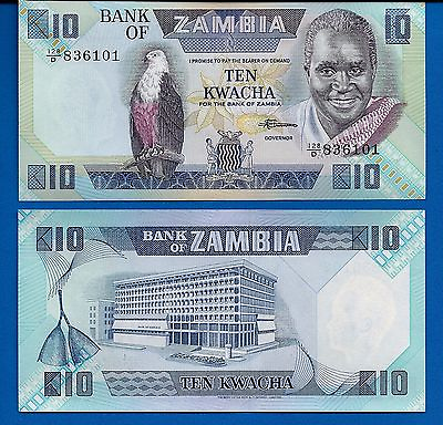 #ad Zambia P 26 10 Kwacha 1980 88 ND World Paper Money Uncirculated Banknote