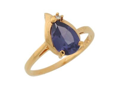 #ad 10k or 14k Yellow Gold Purple Amethyst Womens Solitaire Birthstone February Ring