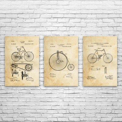 #ad Bicycle Posters Set of 3 Bike Art Cycling Gifts Sports Decor Garage Art Wall Art