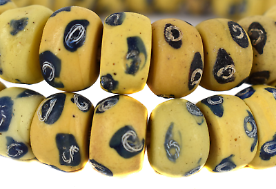 #ad Venetian Trade Beads Yellow and Black 38 Inch Cooper Collection
