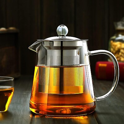19oz Large Glass Teapot with Removable Infuser Stovetop Safe Tea Kettle Tea Pot