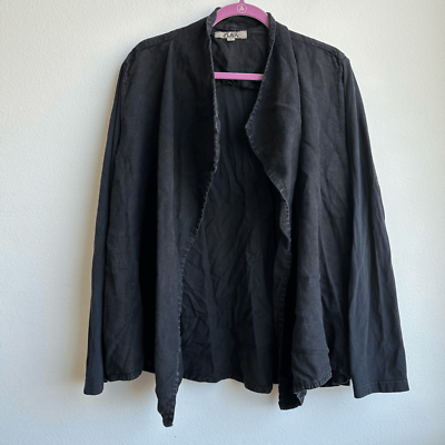 #ad FLAX 100% Linen Open Front Drape Jacket Women’s Size Large Retro Lagenlook