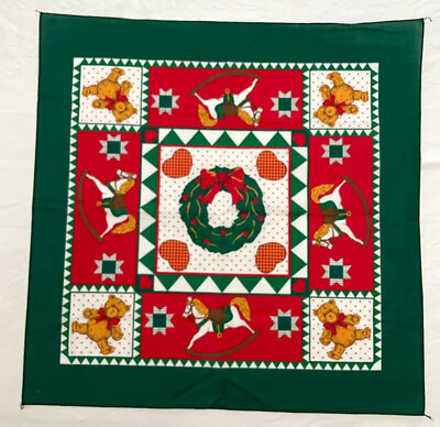 #ad Bandanna Christmas USA Vintage Red Green Toys Cotton Blend 21.5quot; Square
