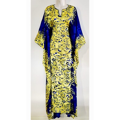 #ad Kaftan Dress Sheer Silky in Royal Blue