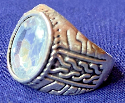 #ad Ancient Bronze Antique Era Medieval Old Viking Ring White Stone Amazing Artifact