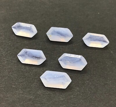 #ad Blue Lace Agate Long Hexagon Cut Faceted Natural Loose Gemstone Making Jewelry