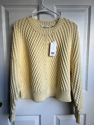 #ad NWT Vince Yellow Knitted Pull Over Dropped Shoulder Sweater Size M