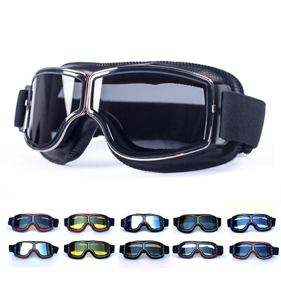 Vintage Goggles Windproof Leather Sunglasses Men#x27;s Riding Helmet Eyewear Glasses
