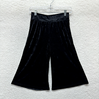#ad Y2K Vintage 22nd Capri Flare Leg Pants 00 23 XS Womens Black Crushed Velvet