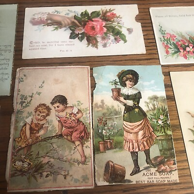 12 Pieces 1800s Antique Cards Flowers paper emphera Lt2