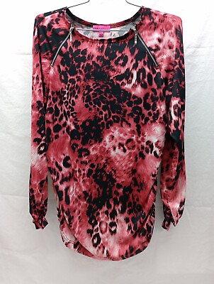 #ad Max and Rina Size Large Long Sleeves Colorful Long Blouse Zippered Sides