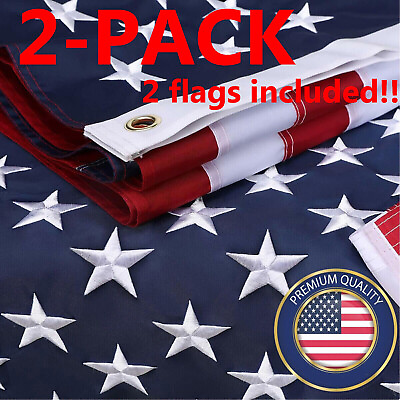 #ad 2X US USA American Flag 3x5 Luxury Embroidered United States Flag Outdoor
