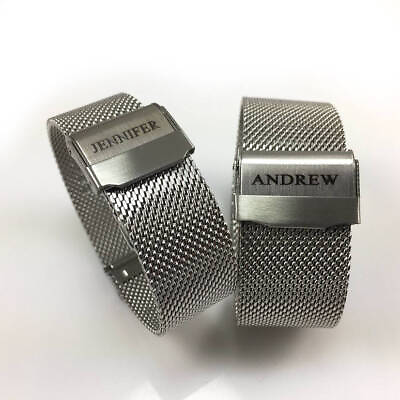 Name Engraved Personalized Steel Adjustable Mesh Replacement Watch Band 5025