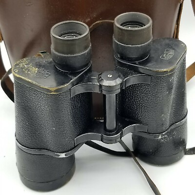Antique Carl Zeiss Jena Binoctar 7x50 1342078 Brown Binoculars Leather Case NICE