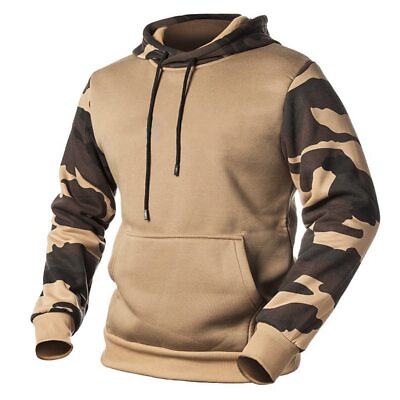 #ad Men#x27;s Hoodies Outwear Camouflage Pullover Sweatshirts Male Hooded Collar Loose