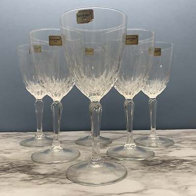 #ad #ad Set of 6 Vintage Luminarc DIAMANT Crystal Wine Glasses Diamond 70s 6 7 8quot;