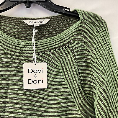 #ad Davi And Dani Sweater Womens Size M Green Knit Long Sleeve