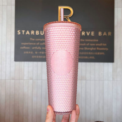 #ad New Starbucks China 2023 Sakura Pink Glitter 24oz Studded Straw Cup Tumbler NEW