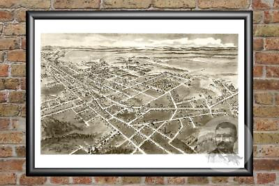 #ad Old Map of Hickory NC from 1907 Vintage North Carolina Art Historic Decor