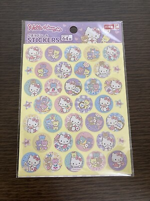 DAISO Hello Kitty Stickers 2 Sheets 64pieces Limited Only Sale in Japan New
