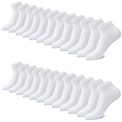 #ad 3 12 Pairs Mens Plain Solid Cotton Sports Ankle Athletic Socks Low Cut Size 9 13