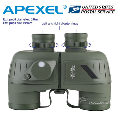 10X50 Marine Binoculars Waterproof with Rangefinder Compass for Hunting Boating