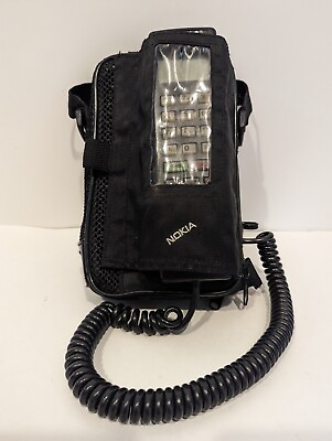 Vintage Nokia Mobile Car Phone amp; Transceiver with Case amp; Antenna Untested P6