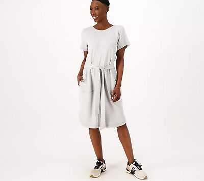 #ad Isaac Mizrahi Live Petite Soho French Dress Light Grey Heather XL New