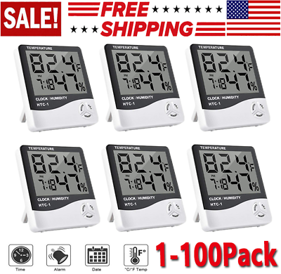 #ad Thermometer Indoor Digital LCD Hygrometer Temperature Humidity Meter Alarm Clock