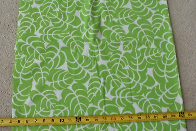 #ad By 1 2 Yd Large Bright Green amp; Cream Leaves on Flannel E112