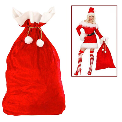 Jumbo Red and White Velvet Drawstring Christmas Bags Bag Pouches Santa
