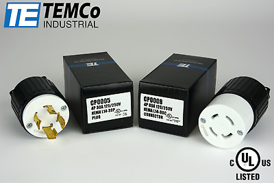 TEMCO NEMA L14 30P L14 30R Plug Set 30A 125 250V Locking UL Listed Generator