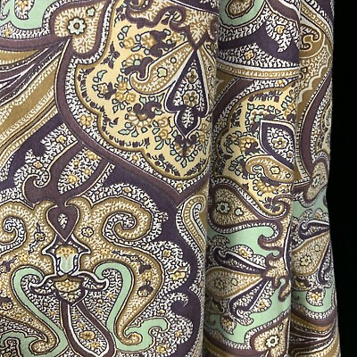 #ad 2 Long Waverly Curtain Panels Gold Brown Paisley 42X84in Each Cutter Excellent