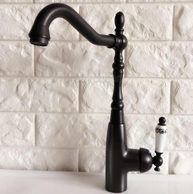 Black Oil Rubbed Brass Ceramic handle Kitchen Sink Faucet Mixer Basin Tap Pnf377