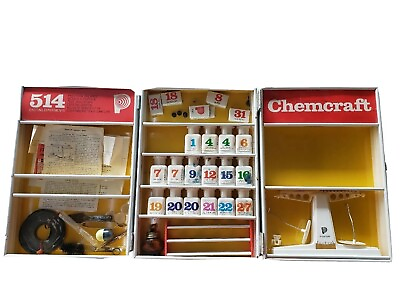 #ad Rare 1960#x27;S Porter#x27;s Chemcraft 3 Panel Chemistry Set Folding Metal Display Case