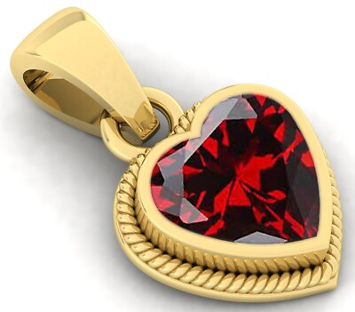 #ad Natural Gomed Garnet Heart Shape Locket Gold Plated Pendant For Men And Women