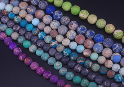 #ad Matte Natural Sea Sediment Jasper Gemstone Round Ball Beads 6mm 8mm 10mm 15.5quot;