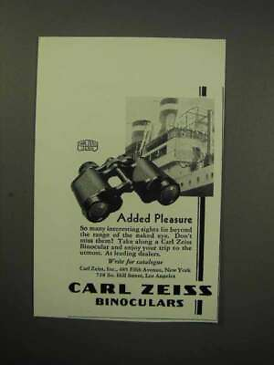 #ad 1930 Carl Zeiss Binocular Ad Added Pleasure