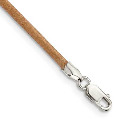 #ad Sterling Silver 18inch 2mm Natural Leather Cord Necklace 18quot;