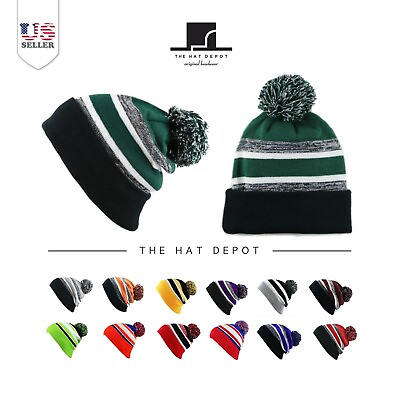 #ad Beanie Hat The Hat Depot Winter Hat Soft Unisex Pom Pom Plain Knit Beanie