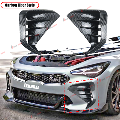 #ad For KIA Stinger 2017 2023 Carbon Style Front Bumper Vent Hole Cover Body Kit