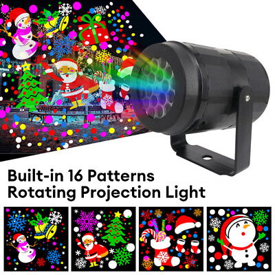 #ad Christmas Projector Lights Auto Rotating Xmas Party LED Projection 16 Patterns
