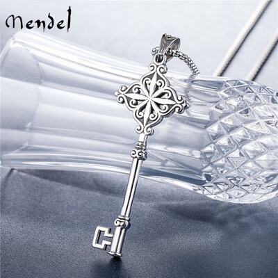 #ad MENDEL Gothic Mens Stainless Steel Hip Hop Key Pendant Necklace Men Silver Chain