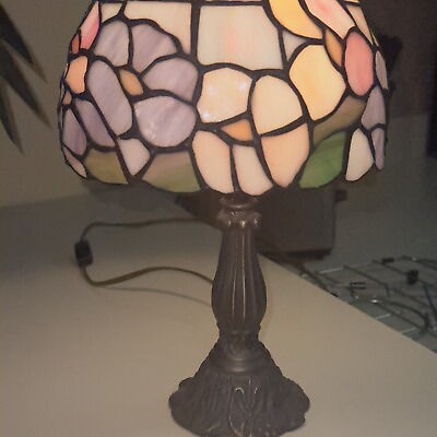 Vintage Stained Glass Floral Tiffany Style Desk Lamp Small