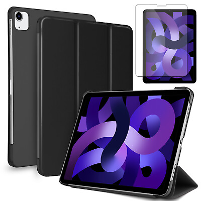 For iPad Air 5th 4th Gen 10.9#x27;#x27; Case Smart Stand Cover Auto Wake Tempered Glass