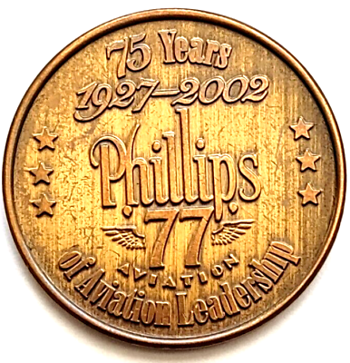 #ad #ad 2002 Phillips 66 Token 75 Years Of Aviation Leadership War Years Brass 1.5625quot;